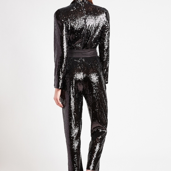 Express sequin belted long sleeved jumpsuit - Picture 2 of 3